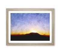 Table Mountain At Sunset Painting Modern Art Framed Print | A2 Oak Framed Wall Art | Ready to Hang | Modern Landscape Picture | Living Room Bedroom Lounge Office
