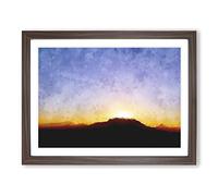 Table Mountain At Sunset Painting Modern Art Framed Print | A2 Walnut Framed Wall Art | Ready to Hang | Modern Landscape Picture | Living Room Bedroom Lounge Office