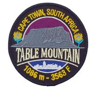 Table Mountain Cape Town Patch - Embroidered South Africa Travel Souvenir (3.2 Inch) Iron-On/Sew-On Badge - Protea Flower Emblem