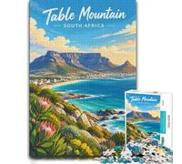 Table Mountain, South Africa Wood Picture Puzzle, Adult Jigsaw, 1000 Pieces | Puzzle for Adults: Christmas puzzle gift for adults, tabletop activity for adults.