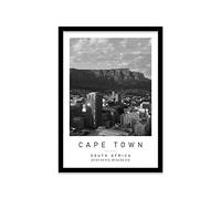 Table Mountain Travel Print Cape town Wall art Black and white Poster A2 Print in Black frame 45 X 63cm (17.7x24.8inch)