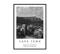 Table Mountain Travel Print Cape town Wall art Black and white Poster A2 Print only 42 X 59.4cm (16.5x24inch)