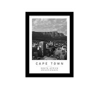 Table Mountain Travel Print Cape town Wall art Black and white Poster A5 Print in Black frame 18 X 24.5cm (7x9.6inch)