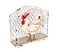 Table Napkin Holder - Rooster Box Rustic Decor, Iron | 15x5x16cm 5.9x2.0x6.3in Decorative Organizer for Kitchen Counter Dining Room Bathroom Christmas Guest Farmhouse