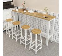 Table Narrow Long High Table,High Bar Table Set - Rectangular Wood Counter Height Table with Stools, Space-Saving Design for Kitchen & Cafe, Perfect for Small Dining Areas