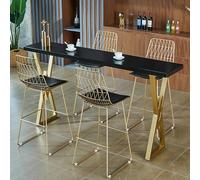Table Narrow Long High Table,Industrial Bar Table - Solid Wood Narrow Dining Table for Kitchen & Outdoor Pub, Rectangle Bistro Table with Metal Base, 160x40x105cm, Perfect for Dining & Enter