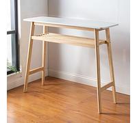 Table Narrow Long High Table,Modern White Narrow Long High Table - Sturdy Metal Frame, Space-Saving Design for Kitchen Island & Living Room Bar - Versatile Countertop Table, No Stools Includ