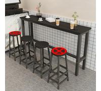 Table Narrow Long High Table,Rectangular Bar Table Set - High Wood Counter Table and Stools for Kitchen & Cafe, Space-Saving Design, Perfect for Small Areas, Modern & Stylish Furniture