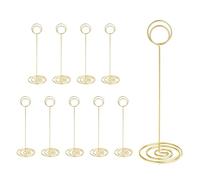Table Number Holders 10Pcs-8.75 in, Tabletop Photo Holder Menu Clips,Reusable Name Card Holder Prevent Falling for Office Memo Weddings Family Banquets Anniversary Birthday Party (Gold, Round Shape)