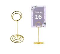 Table Number Holders: 16 pieces of tall, 3.35 Inch place card holders for wedding parties, graduations, receptions, restaurants, home centerpieces, office memos, and more (gold)