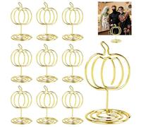 Table Number Holders, Pumpkin Place Card Clips, 10-Piece Metal Autumn Decor Set, Tabletop Centerpieces (10 Pieces,), Birthday, Thanksgiving, Food Signs, Memo Notes, Party