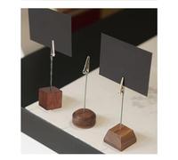 Table Number Holders , Table Number Sign Clip Holder in Square, Round, Diamond, Mixed Styles Metal Clamp Wood Base(Mixed)