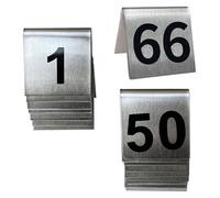 Table Number Signs 1-50 1-100 Stainless Steel Tent Style Table Number Cards For Weddings Restaurants Cafes Conference Lectures Seat Card Place Cards, Double-Side Numbers(1 to 100)