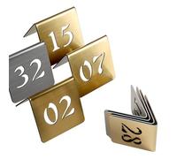 Table Number Signs, Stainless Steel Tent Style Table Numbers 1-50 Restaurant Digital Number Plate Tabletop Number Stackable, Double Sided Display of Numbers, Table Numbers Restaurant(Gold 8cm,16-20)