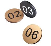 Table Numbers 1-100 Restaurant, Acrylic Round Locker Number Tag, Door Sign House Number Room Number, Number Plate Digital Label Self-Adhesive Anti-Fading Waterproof Label, Black Cards(5cm gold,1-10)