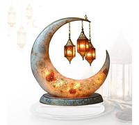 Table Ornaments, Ramadan Decorations Eid LED Night Light for Home, Festival Moon Castle Decoration Eids Hanging Ornament, 2D Acrylic Tiered Tray Decoration, for Dining Table, Office,Dormitory Desk (D)
