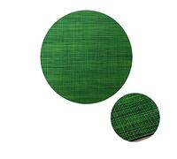 Table Placemats Non Slip Set of 6, Place Mats Thick 14x14 Inch Round Bamboo Pattern PVC Seaweed Green