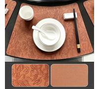 Table Placemats Rectangle Table, Brown Sector with Flower Pattern Dining Mats for Home & Restaurant, 27x43cm, Set of 4
