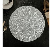 Table Placemats Set of 10, Silver Hollow Round Metallic Kitchen Table Mats Durable Place Mats, 38cm