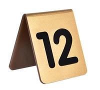 Table Plate Double-Side Black Numbers 7x8cm, 1-10 1-20 Reserved Seating Signs For Banquets Restaurants, Stackable Save Space, Waterproof Rustproof, Rounded Corner Design Safe To Use(Gold,1-20)