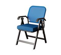 table Portable Folding Chairs with Armrests & Steel e Padded Backrest for Adults Perfect for Home Office Dorm Patio & Outdoor Use (Blue)