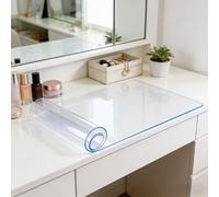 Table Protector 101 x 105 cm Transparent Waterproof Wipe Clean Transparent Mat Wipeable PVC Waterproof for Kitchen Office and Dining Table, Rounded Corners
