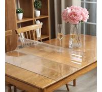Table Protector 50 x 80 cm Waterproof, Oil Proof Transparent Waterproof Table Cover Clear Plastic for Kitchen Office and Dining, Rounded corners