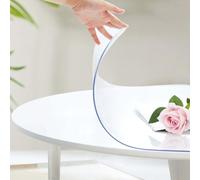 Table Protector Clear Round 60x60cm, Heavy Duty 2mm Thick Transparent Plastic Table Cover, Waterproof PVC Mat for Dining Table, Crystal Wipe Clean Tablecloth