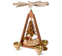 Table pyramid for candles carved deer 1-tier natural (LxWxH): 21x14x29cm