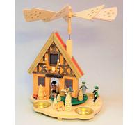 Table Pyramid Forester's House Coloured Height 29cm New Tealight Decoration