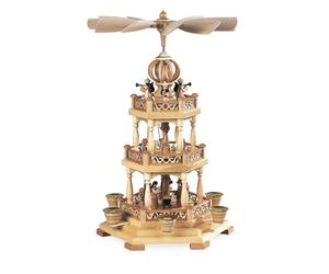 Table Pyramid Holy History With Angel 2-Tier Natural (LxWxH): 30x27x44cm