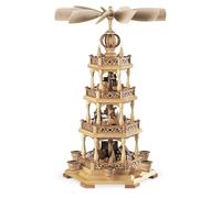 Table pyramid Ore Mountains motif 3-tier natural (LxWxH): 32x32x54cm NEW