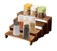 Table Risers, Dessert Display Stands, Table Riser for Display, 4-Piece Rack Storage, Multi-Layer Design with Rustic Style, Wood Shelves Accessory for Kitchen and Desk, 12.4x2.95x5.51 inches