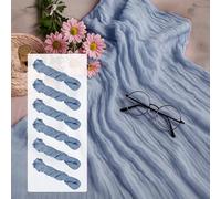 Table Runner 12 Packs - 6ft/180cm Cheesecloth Table Runner Tablecloth Sheer Boho Mesh Pastel Crinkle Wedding Bridal Shower Party Centerpiece Table Baptism Christmas Decor (Blue, 12 Packs)