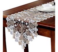 Table Runner 1Pcs Lace Table Runner And Dresser Scarf Embroidered Rose Flower Rectangle Tablecloths For Wedding Party Home Hotel Decor Placemats Cloths(40x120cm)