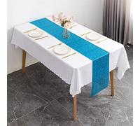 Table Runner 1pcs Sparkly Rose Gold Sequin Table Runners for Weddings Party Christmas Cloth Decor Chemin De Mariage Placemats Cloths(Turquoise Blue,30CMX240CM_1PCS)