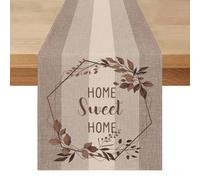 Table Runner 33 x 183 cm Water-Repellent Modern Table Runner Linen Look Beige Brown Stripes Table Runner Outdoor Washable Spring Table Decoration for Kitchen Table Decoration Party Decor