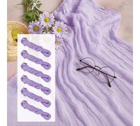 Table Runner 6 Packs - 6ft/180cm Cheesecloth Table Runner Tablecloth Sheer Boho Mesh Pastel Crinkle Wedding Bridal Shower Party Centerpiece Table Baptism Christmas Decor (Purple, 6 Packs)
