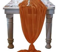 Table Runner-72*304cm (28*120inch) Chiffon Gauze Table Runner Extra Long, Boho Rustic Table Cover for Wedding Decor, Bridal Shower Reception Kitchen Dining Room Party (Orange Red)