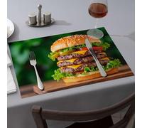 Table Runner A Juicy Triple Cheeseburger With Lettuce, Tomato, Pickles, And Sesame Seeds Dining Place Mats Table Cloth Kitchen And Dining(1PCS)