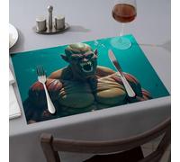 Table Runner A Muscular Green-Skinned Creature With Sharp Teeth Is Emerging From The Water Dining Place Mats Strawberry Rug Golden Girls Gifts(1PCS)