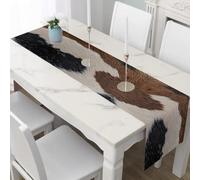 Table Runner Animal Print Cow Table Cover, Cotton Linen Rustic Wild Animal Dining Decor Western Farmhouse Table Mat Indoor Outdoor Party Supply 40x300 cm