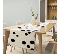 Table Runner Black and White Polka Dot Thick Farmhouse Table Runner Dresser Runner Wipeable Table Runner Kitchen Dining Table Decoration for Indoor Outdoor Home Party