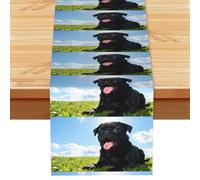 Table Runner, Black Pug Dog Print Runner,Seasonal Kitchen & Dining Table Decor for Indoor/Outdoor Parties13x72 In