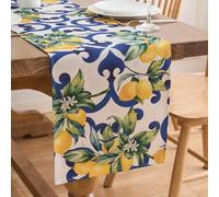 Table Runner Blue Table Runner Table Runner Lemons Table Runner Polyester Table Runner Kitchen Lemon Table Runner for Weddings Parties Garden Farmhouse Picnic Party 40 x 140 cm