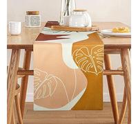 Table Runner Boho Morandi Cotton Linen Washable Non-slip Brown Decorative Table Cloth for Room Hotel Coffee Kitchen Party Holiday Rustic Country Outdoor Wedding Decor 33 cm x 183 cm