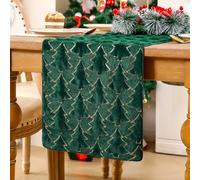 Table Runner Christmas Green Washable 30 cm Wide Christmas Table Runner Modern Short Christmas Tree Gold Jacquard Winter Christmas Decoration Country House Style for Dresser Party Decoration 33 x 140