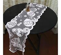 Table Runner Easter Day Eggs 13"X72"(33X183CM) White Knit Lace Washable 1pcs