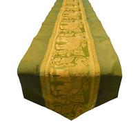 Table Runner Elephant Tablecloth Tablerunner Elegant Thai Silk (green)