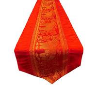 Table Runner Elephant Tablecloth Tablerunner Elegant Thai Silk (red) TSEE01